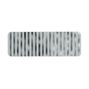 Faux Silver Grey Metallic Vertical Narrow Grey Return Address Label
