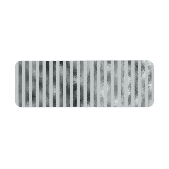 Faux Silver Grey Metallic Vertical Narrow Grey Return Address Label