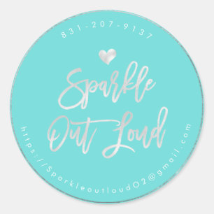 Faux Silver Heart Sparkle Out Loud DIY Background Classic Round Sticker
