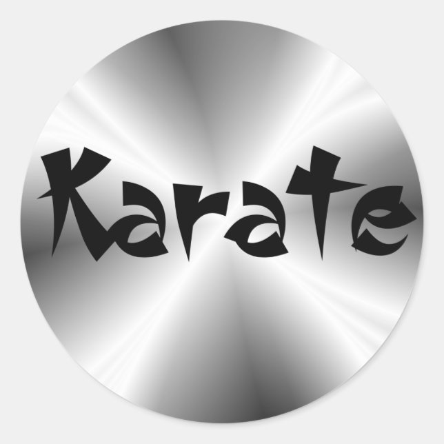 Faux Silver Karate Round Sticker (Front)