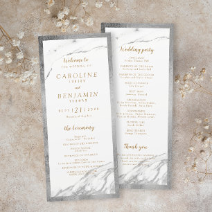 Faux silver marble luxury modern wedding program