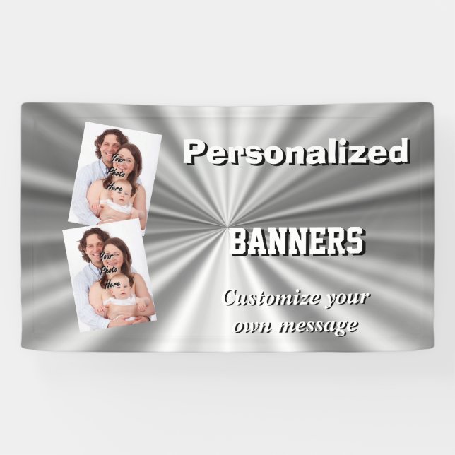 Faux silver metallic grey minimal banner (Horizontal)