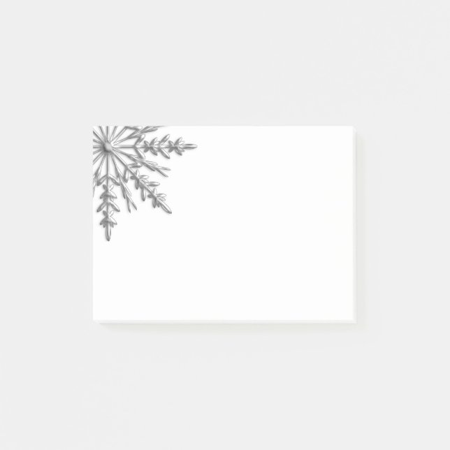 Faux Silver Metallic Winter Snowflake Post-it Notes (Front)