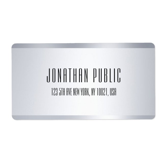 Faux Silver Minimalist Template Shipping Address (Front)