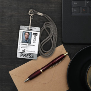 Faux Silver Photo & Logo Press ID ID Badge
