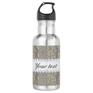Faux Silver Sequins and Diamonds 532 Ml Water Bottle