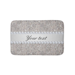 Faux Silver Sequins and Diamonds Bath Mat
