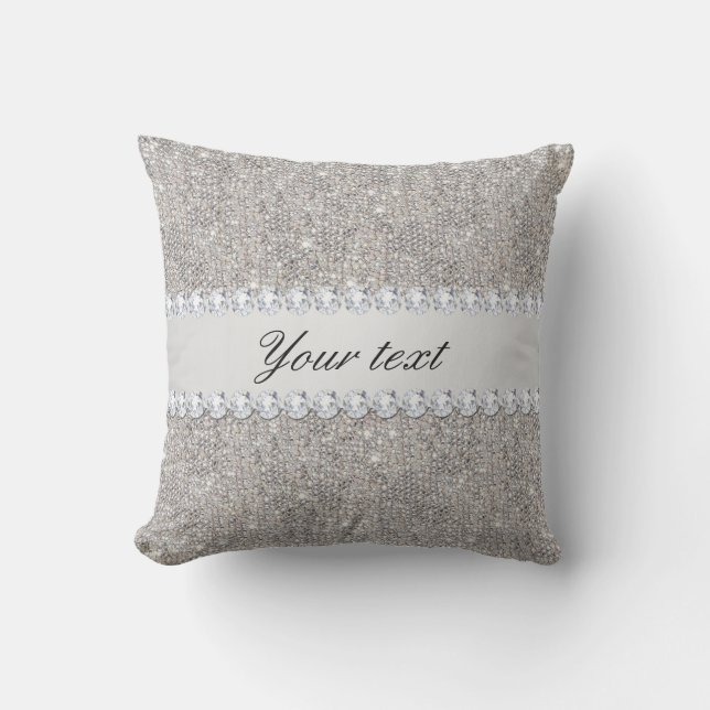 Faux Silver Sequins and Diamonds Cushion (Front)