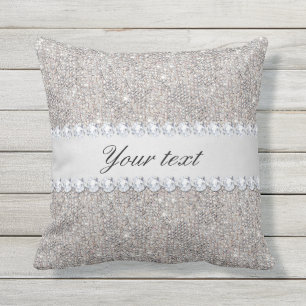 Faux Silver Sequins and Diamonds Cushion