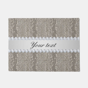 Faux Silver Sequins and Diamonds Doormat