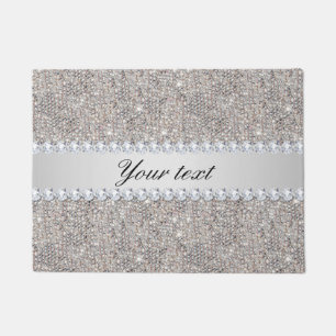 Faux Silver Sequins and Diamonds Doormat