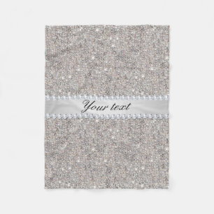 Faux Silver Sequins and Diamonds Fleece Blanket