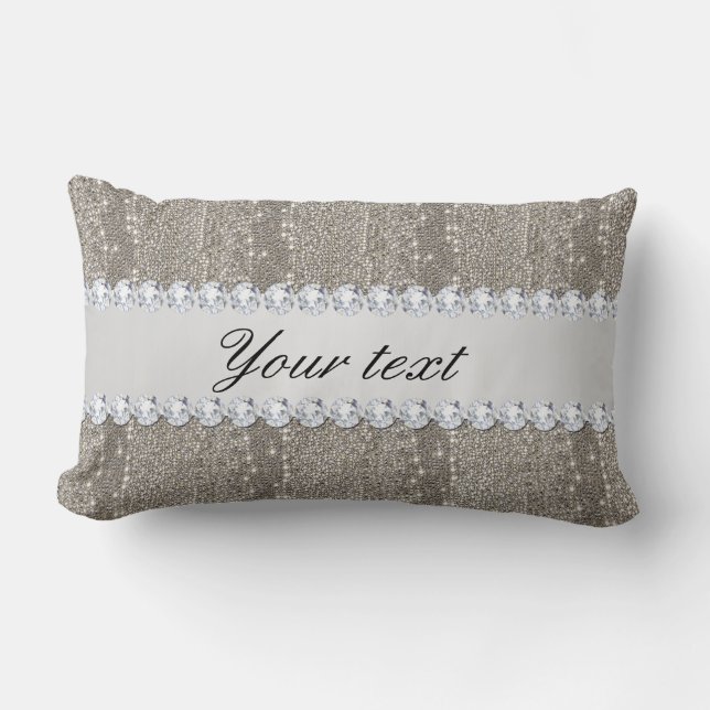 Faux Silver Sequins and Diamonds Lumbar Cushion (Front)