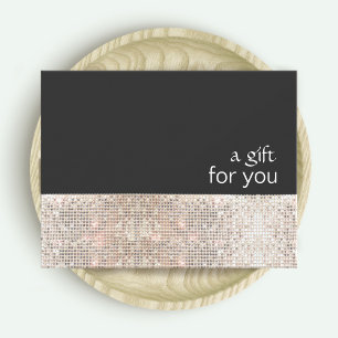 FAUX Silver Sequins Black Salon Gift Certificate
