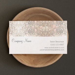 Faux Silver Sequins Fun Trendy Business Card