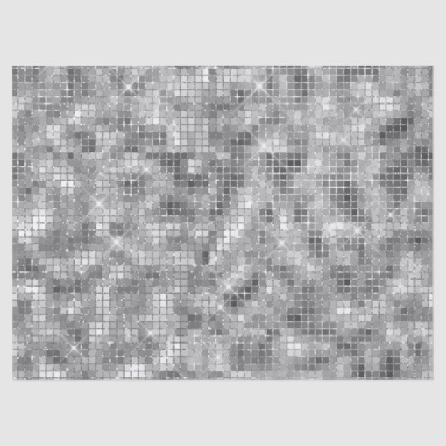 Faux Silver Sparkle Disco Ball Tissue Paper (Front)
