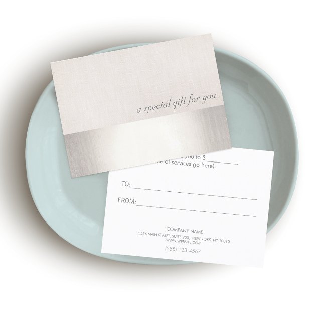 Faux Silver Stripe Modern Beauty Gift Certificate (Creator Uploaded)