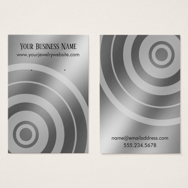 Faux Silver Target Earring Holder Display Cards (Front & Back)