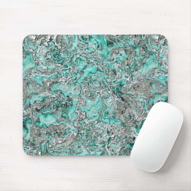 Faux Silver Teal Turquoise Minerals Agate Pattern Mouse Pad (With Mouse)