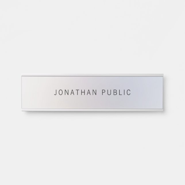 Faux Silver Template Modern Professional Elegant Door Sign (Front)