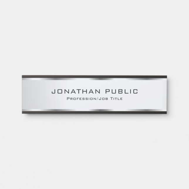 Faux Silver Trendy Customisable Simple Template Door Sign (Front)