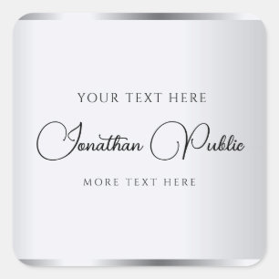 Faux Silver Typography Template Elegant Modern Square Sticker