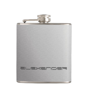 Faux silver wrap with custom engraved name hip flask