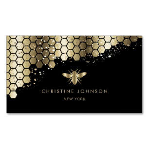 faux simulated gold foil bee 	Magnetic business card