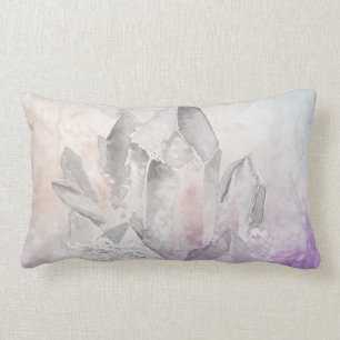 *~* Faux Soft Purple Lavender Amethyst Crystals Lumbar Cushion