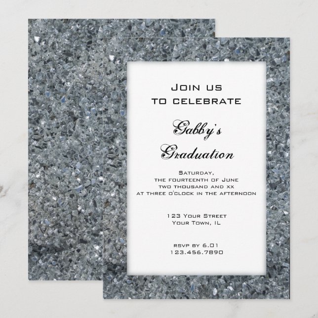Faux Sparkle Graduation Party Invitation (Front/Back)