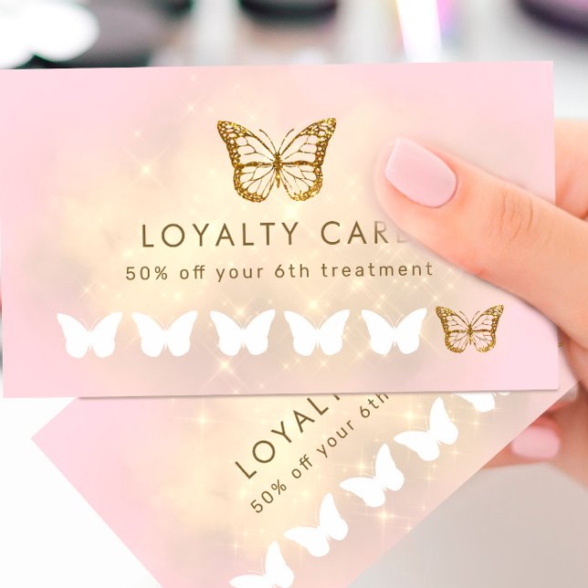 faux sparkle pink butterfly loyalty card (Creator Uploaded)
