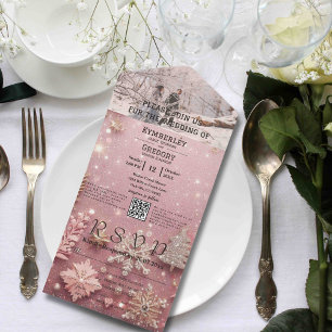 Faux Sparkle Shimmer Pink Silver Photo QR Code All In One Invitation
