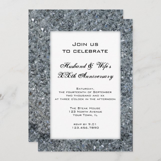 Faux Sparkle Wedding Anniversary Party Invitation (Front/Back)