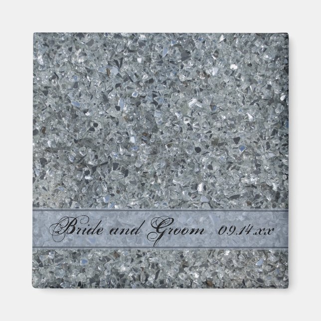 Faux Sparkle Wedding Magnet (Front)