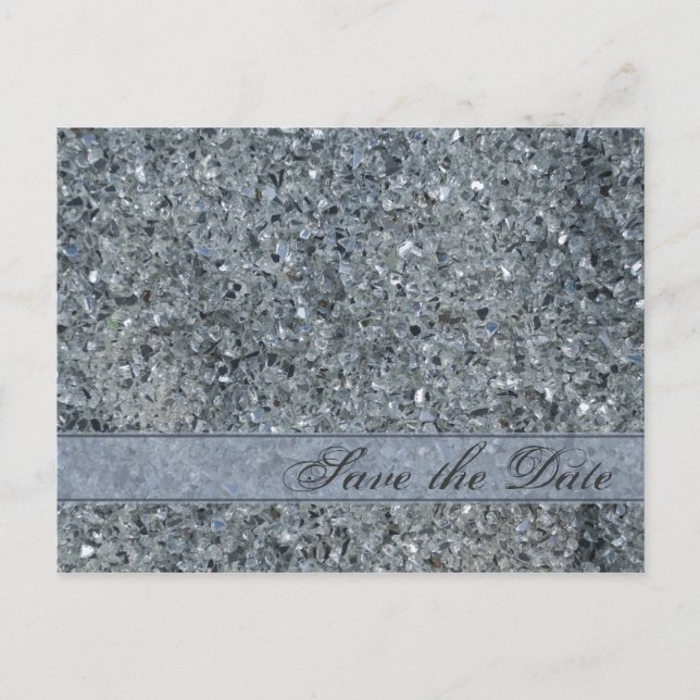 Faux Sparkle Wedding Save the Date Announcement Postcard (Front)