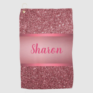 Faux sparkly pink design golf towel
