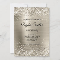 Faux Sparkly Platinum Glitter Foil Monogram