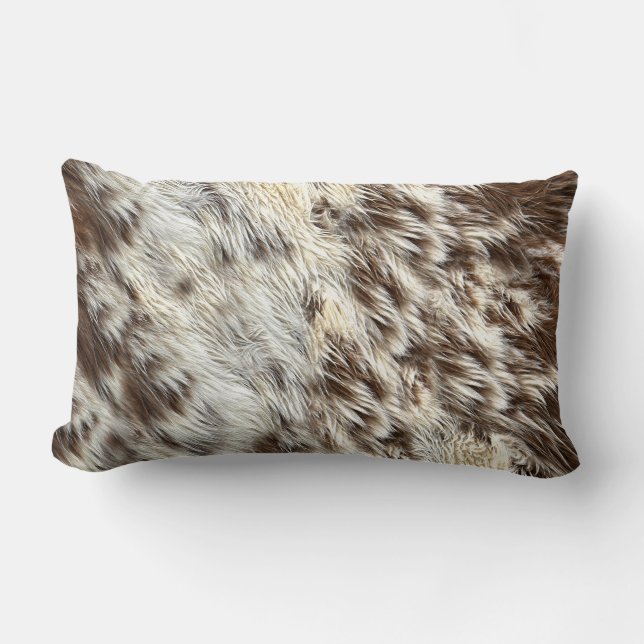 Faux Spotted Horse / Cow Hide / Animal Fur Image Lumbar Cushion (Front)