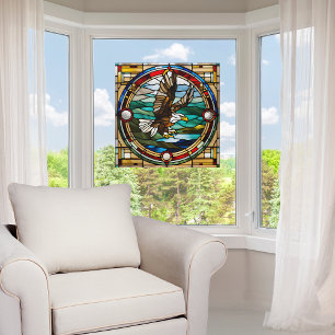 Faux Stained Glass Bald Eagle Window Cling