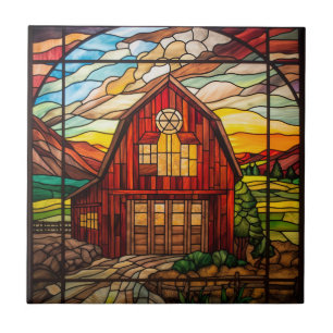 faux stained glass barn  ceramic tile