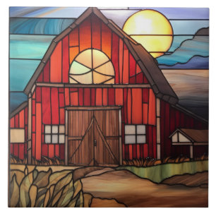 faux stained glass barn  ceramic tile