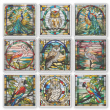 Faux Stained Glass Birds Collection