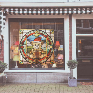 Faux Stained-Glass Christmas Bear Large