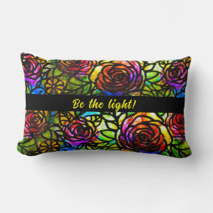 faux stained glass customisable, reversible lumbar cushion