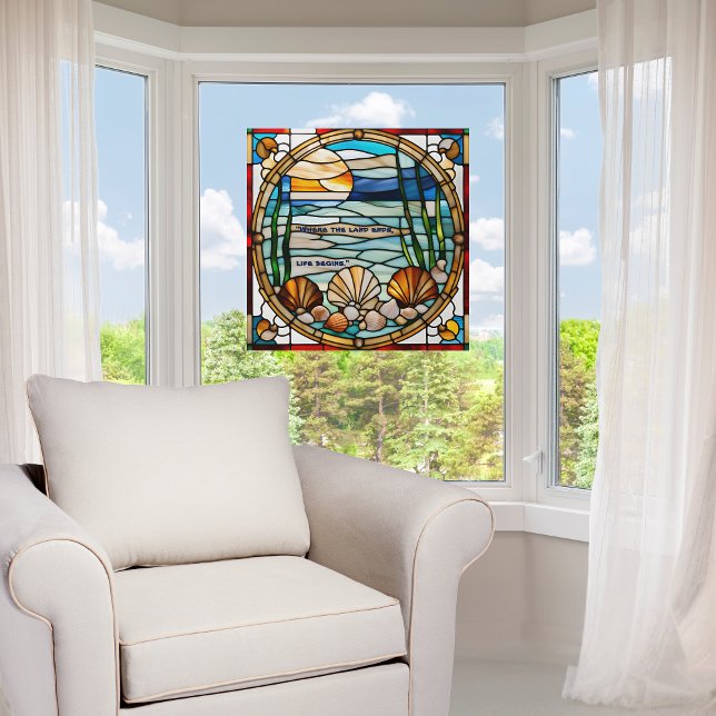 Faux Stained-Glass Customisable Seashore Window  (Creator Uploaded)