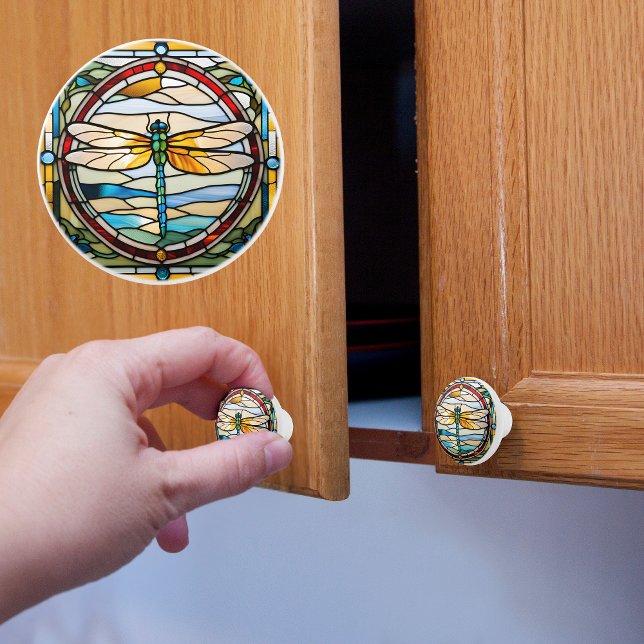 Faux Stained Glass Dragonfly Ceramic Knob (Creator Uploaded)