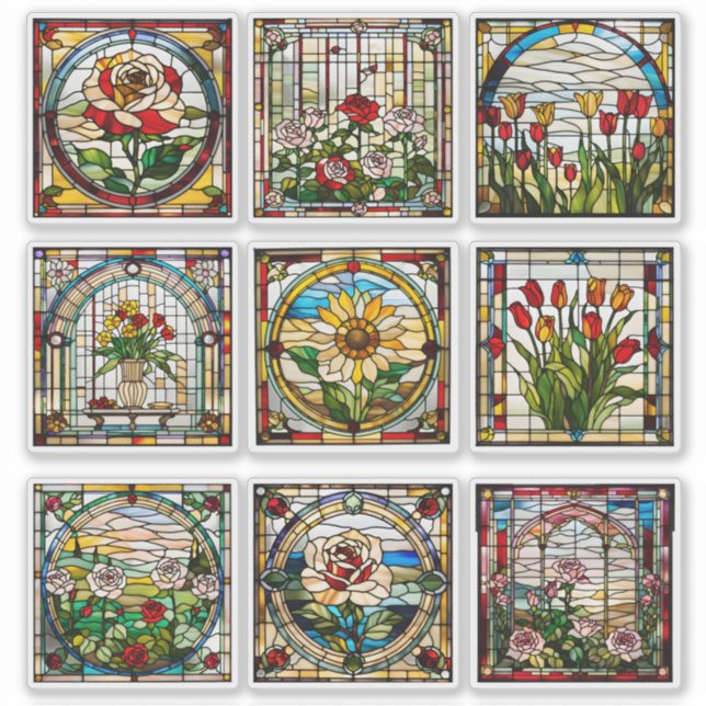 Faux Stained Glass Flower Garden Collection (Front)