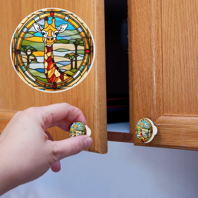 Faux Stained Glass Giraffe Ceramic Knob (Creator Uploaded)