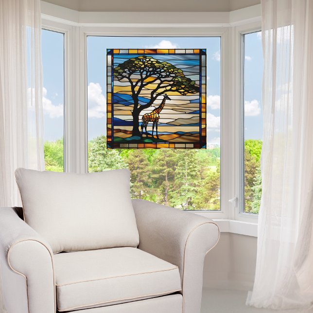 Faux Stained Glass Giraffe Next to Tree (Creator Uploaded)