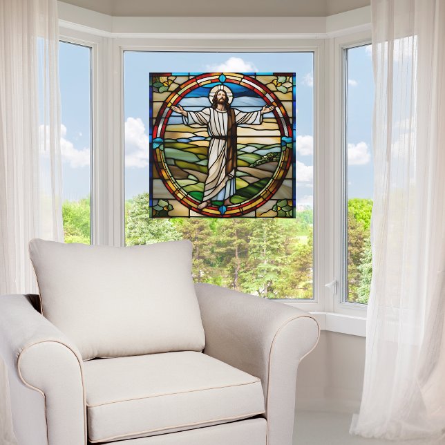 Faux Stained Glass Jesus with Arms Wide Open (Creator Uploaded)